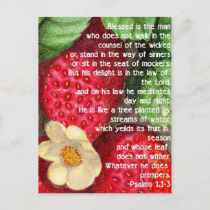 Bible verse and strawberry postcard