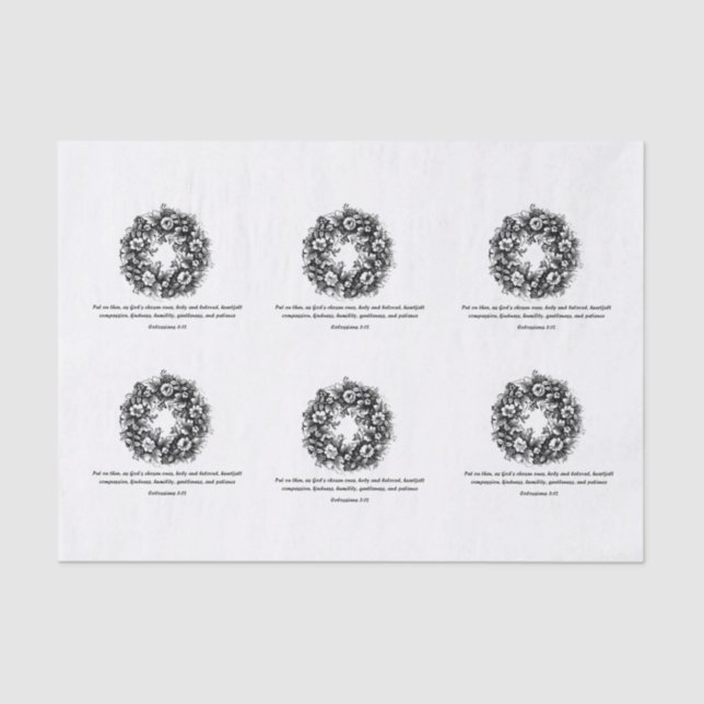 Bible verse and wreath tissue paper (Front)