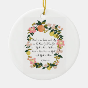 Bible Verse Art - 1 John 4:16 Ceramic Tree Decoration