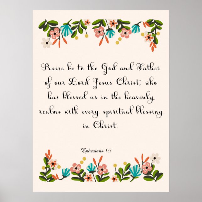 Bible Verse Art - Ephesians 1:3 Poster (Front)