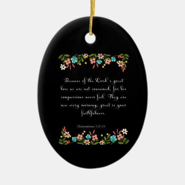 Bible Verse Art - Lamentation 3:22-23 Ceramic Tree Decoration (Front)