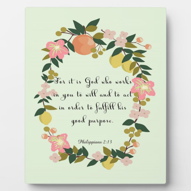 Bible Verse Art - Philippians 2:13 Plaque (Front)