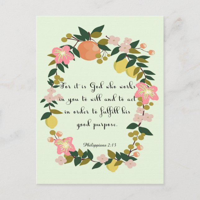 Bible Verse Art - Philippians 2:13 Postcard (Front)