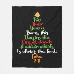 Bible verse as Christmas tree Christmas giftidea Fleece Blanket