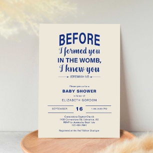 Bible Verse Baby Shower Before I formed you Womb Invitation