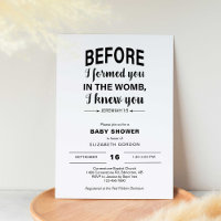Bible Verse Baby Shower Before I formed you Womb