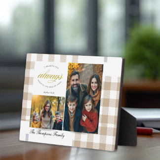 Bible Verse Beige Family Photo Collage Scripture Plaque