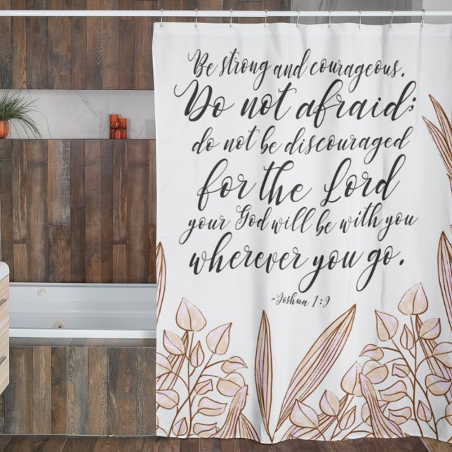 Bible verse Beige Floral Shower Curtain (Creator Uploaded)