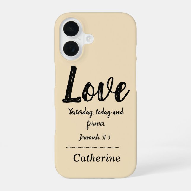 Bible verse Beige iPhone 16 Case (Back)