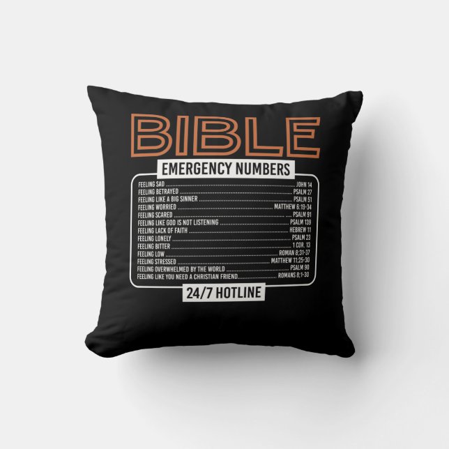 Bible Verse  Bible Emergency Numbers God Cushion (Front)