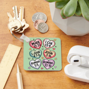 Bible Verse Candy Hearts Christian Valentine Key Ring