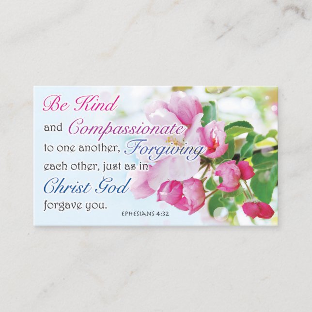 Bible Verse Cards, Religious Motivational, Be Kind Calling Card (Front)
