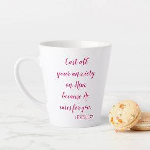 Bible Verse Cast Your Anxiety on Him Latte Mug