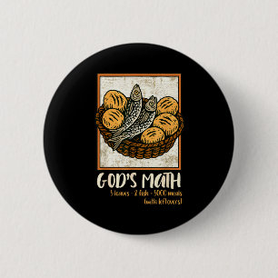 Bible Verse Christian Jesus Fishes & Loaves Go 6 Cm Round Badge