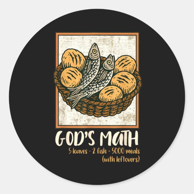 Bible Verse Christian Jesus Fishes &amp; Loaves Go Classic Round Sticker (Front)