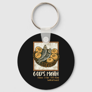 Bible Verse Christian Jesus Fishes & Loaves Go Key Ring