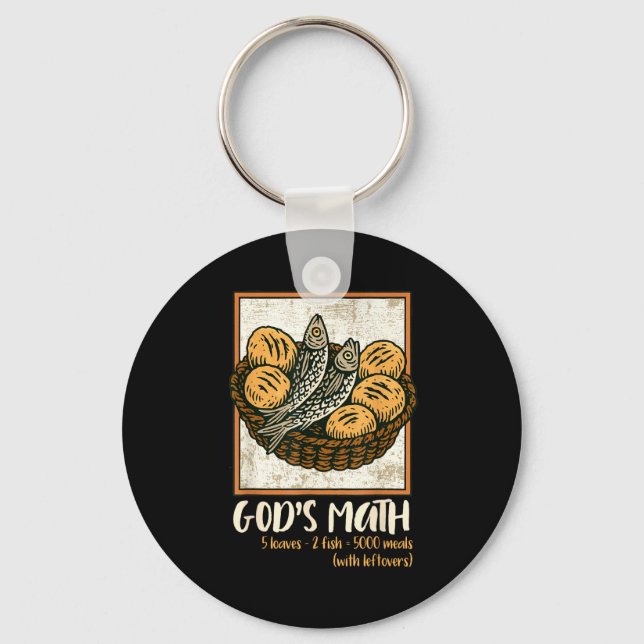 Bible Verse Christian Jesus Fishes &amp; Loaves Go Key Ring (Front)