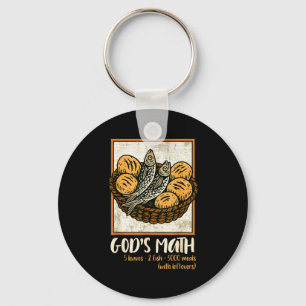 Bible Verse Christian Jesus Fishes & Loaves Go Key Ring