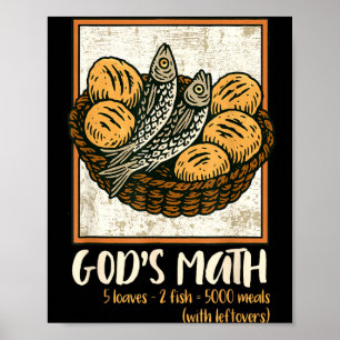 Bible Verse Christian Jesus Fishes & Loaves Go Poster
