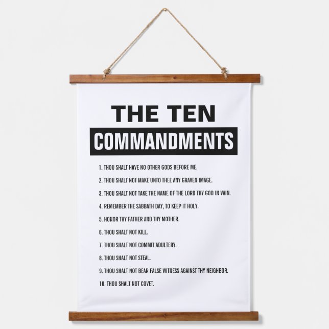 Bible Verse Christian Religious Ten Commandments Hanging Tapestry (Front)