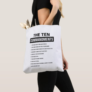 Bible Verse Christian Religious Ten Commandments Tote Bag