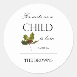 Bible Verse Christmas Winter Classic Round Stick Classic Round Sticker