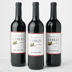 Bible Verse Christmas Winter Classic Round Stick Wine Label