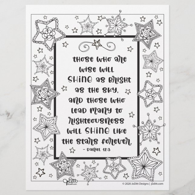 Bible Verse Colouring Page Shine Like Stars Poster (Front)