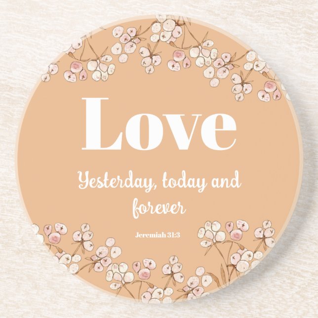 Bible verse Cream Caramel Floral  Coaster (Front)