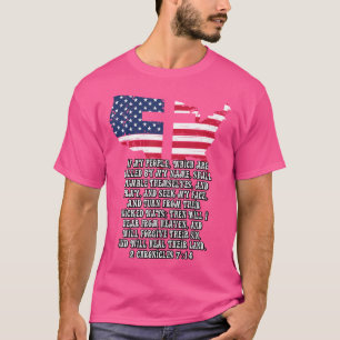 Bible Verse Cross Jesus 2 Chronicles 714 Usa Flag  T-Shirt
