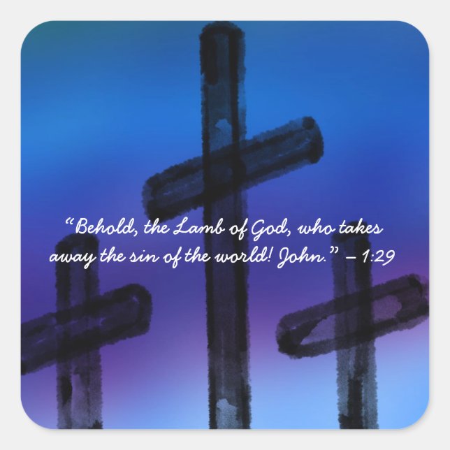 Bible Verse Crosses, Religious Christian   Square Sticker (Front)