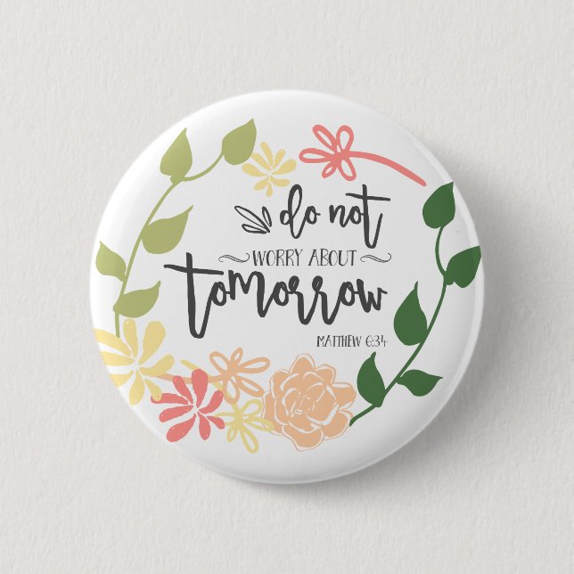 Bible Verse Cute Flower Wreath Hand Lettering 6 Cm Round Badge (Front)