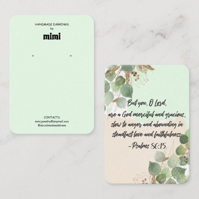 Bible Verse Earring Display  Business Card (Front/Back)