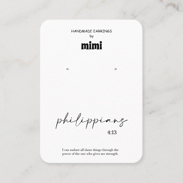 Bible Verse Earring Display  Business Card (Front)