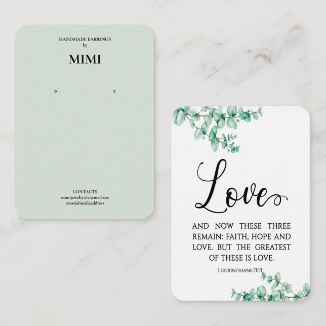 Bible Verse Earring Display  Business Card (Front/Back)