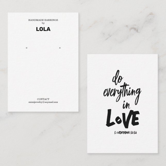 Bible Verse Earring Display  Business Card (Front/Back)