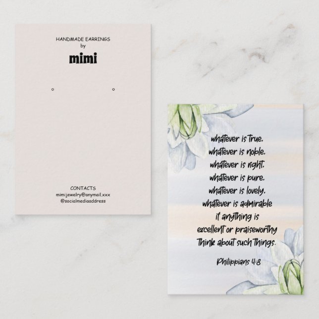 Bible Verse Earring Display  Business Card (Front/Back)