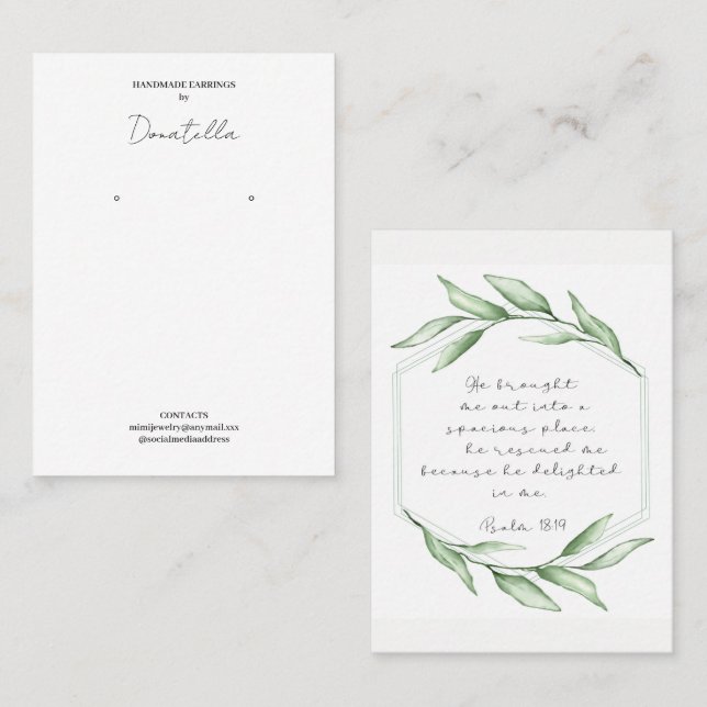 Bible Verse Earring Display  Business Card (Front/Back)