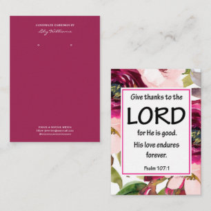 Bible Verse Earring Display Holder Card