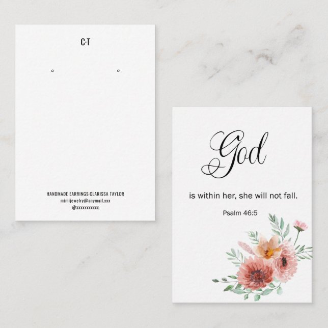 Bible Verse Earring Display Holder Card (Front/Back)