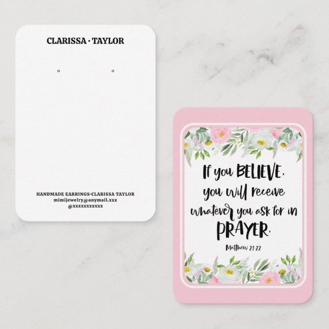 Bible Verse Earring Display Holder Card (Front/Back)