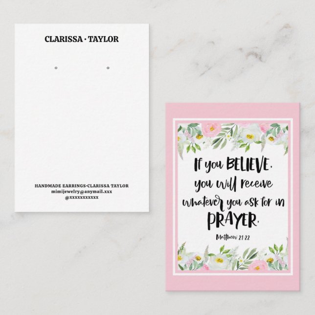 Bible Verse Earring Display Holder Card (Front/Back)