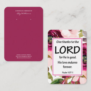 Bible Verse Earring Display Holder Card