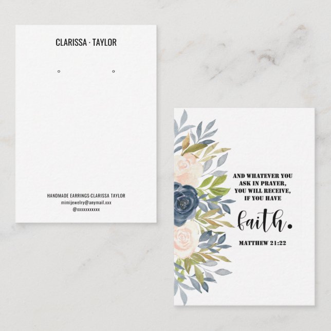 Bible Verse Earring Display Holder Card (Front/Back)