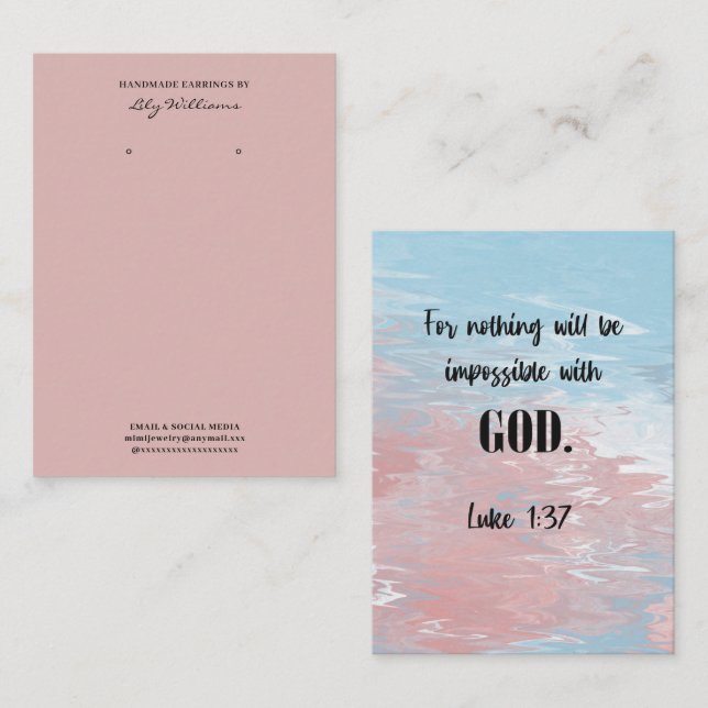Bible Verse Earring Display Holder Card (Front/Back)