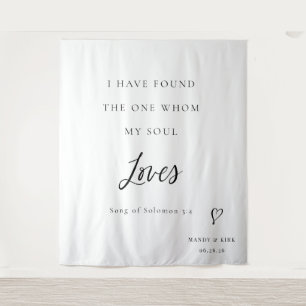 Bible Verse Elegant Calligraphy Wedding Backdrop Tapestry
