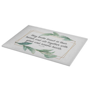 Bible Verse Elegant Green Leaf Acts 2:46 Gift Cutting Board