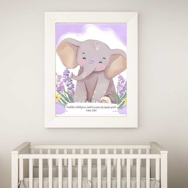 Bible Verse Elephant Baby Nursery Wall Art (Creator Uploaded)