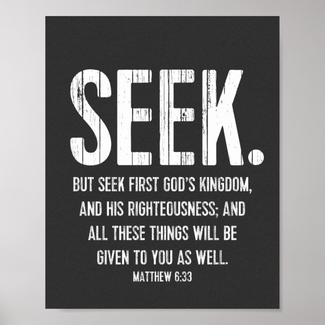 Bible Verse Encouragement, Scripture Matthew 6:33 Poster (Front)