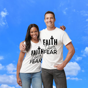 Bible Verse FAITH Over FEAR White BLACK Text T-Shirt
